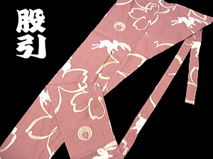 義若オリジナルの股引き　桜うさぎと家紋の柄